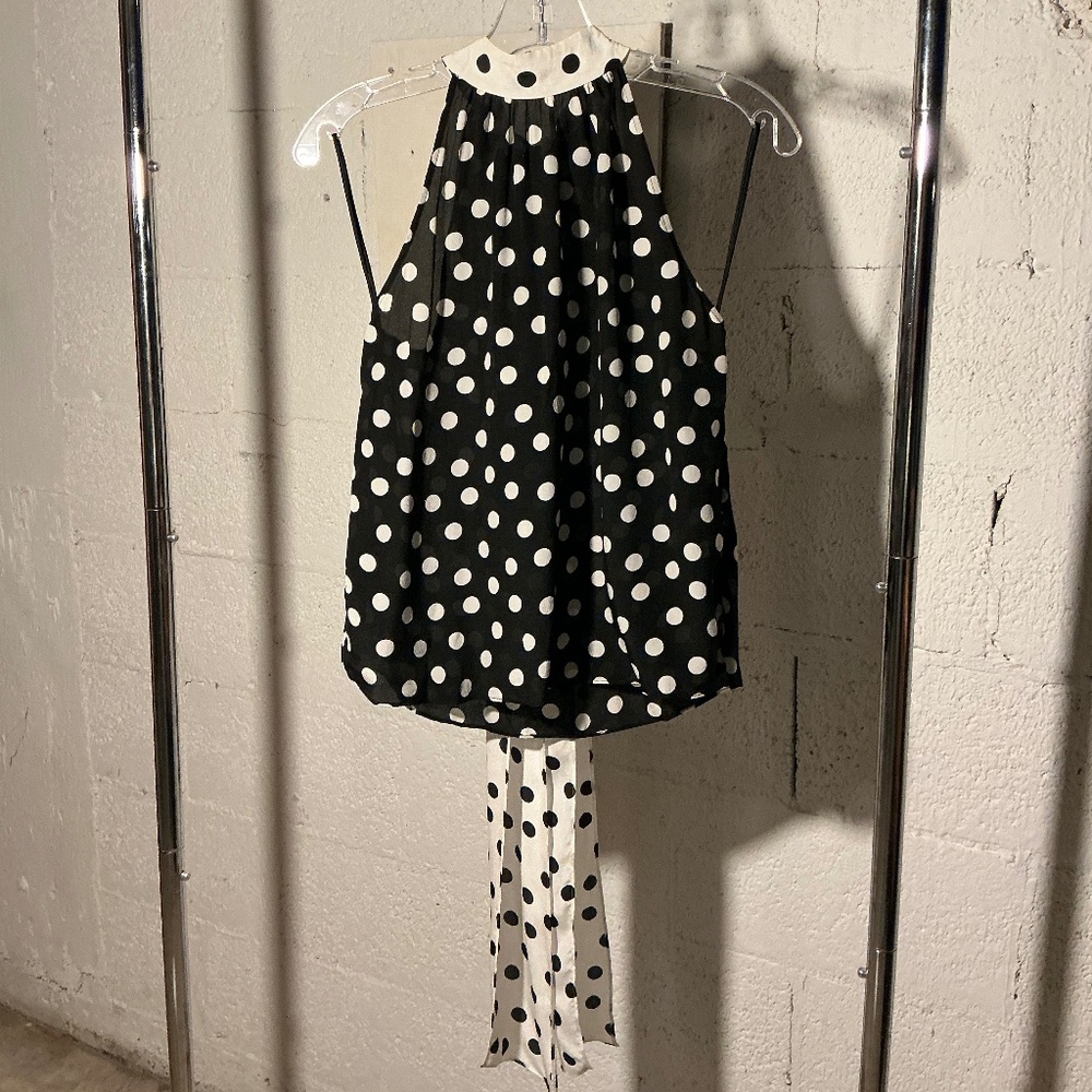 Alice + Olivia Silk Polka Dot Print Blouse Small